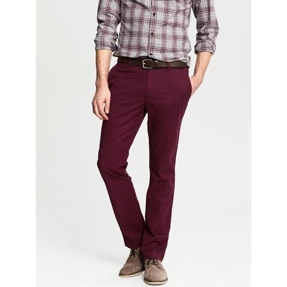 Banana Republic Aiden Slim Fit Chino Ruby Wine Red 32 x 34 - Picture 1 of 6